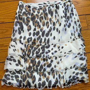 Leggiadro 100% silk flouncy leopard print skirt